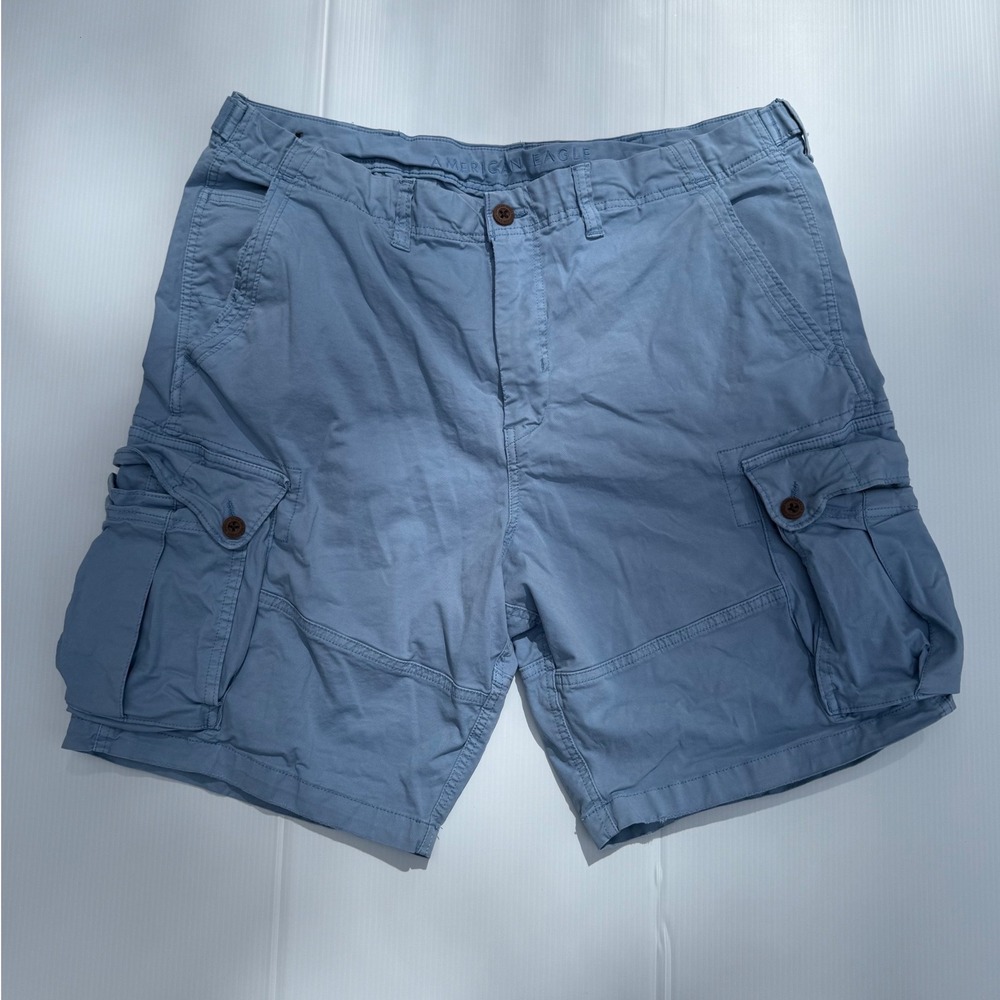 American Eagle Mens Flex Cargo Shorts Light Blue Size 42 Utility Stretch